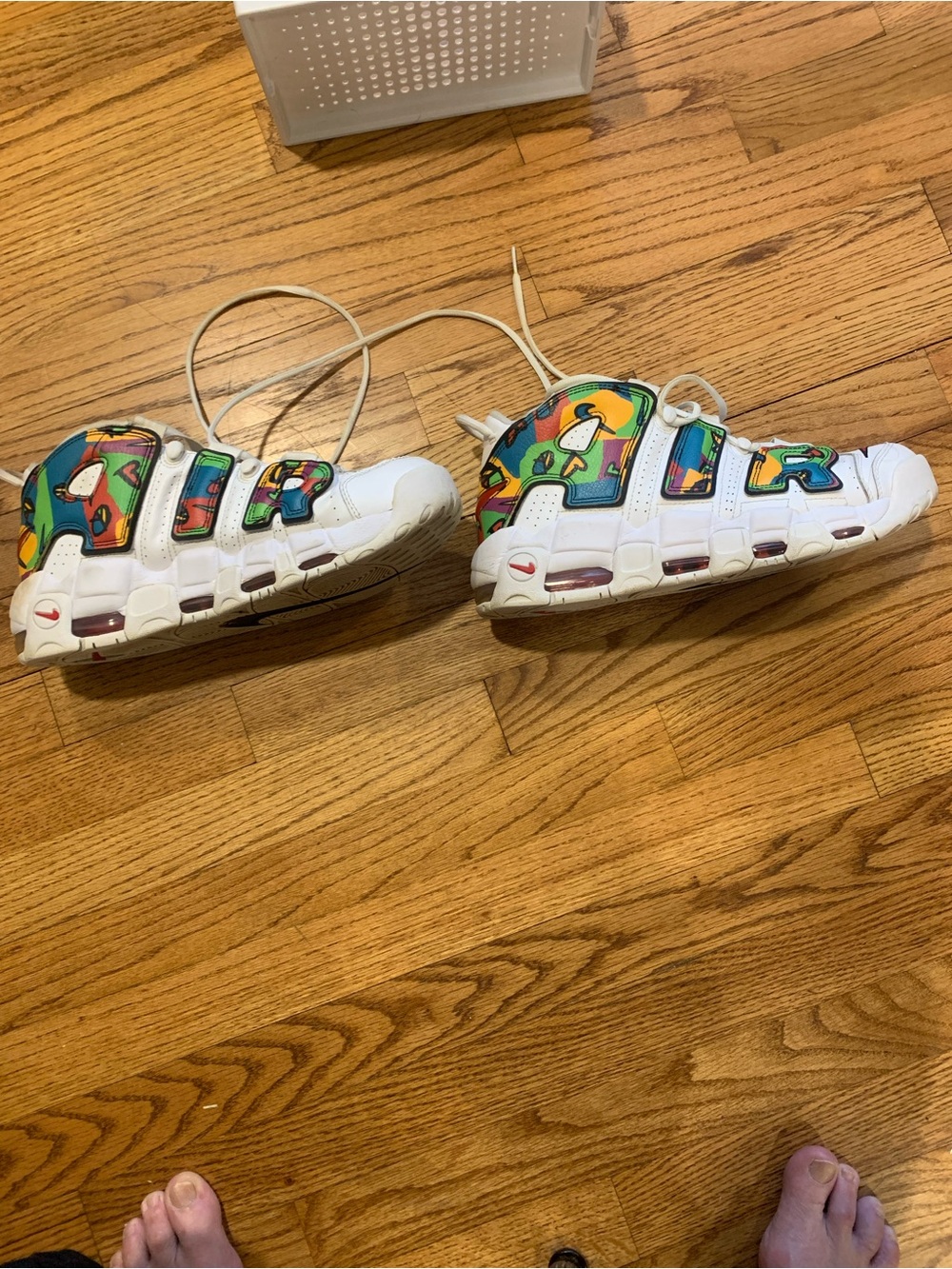 Nike Kids White Sneakers with Multicolor Graphic Panels